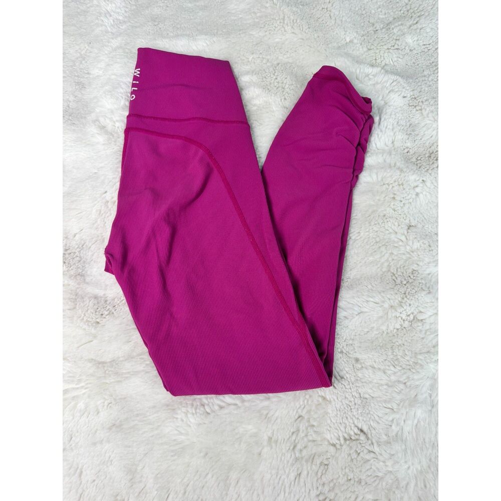 Wilo The Label Ribbed Leggings Magenta Pink High Rise 7/8 Activewear Yoga